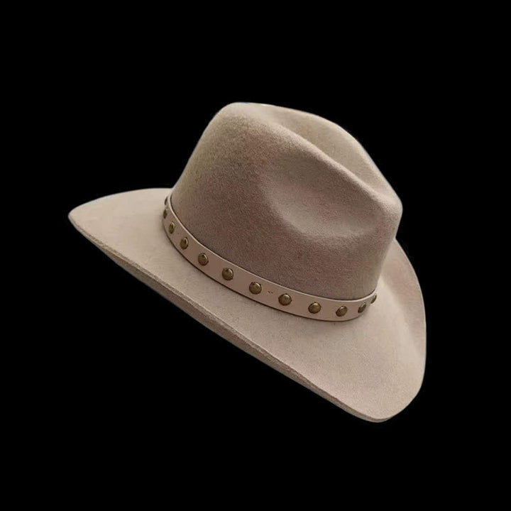 Western-Rivets-Studded-Feather-Detailed-Cowboy-Hat