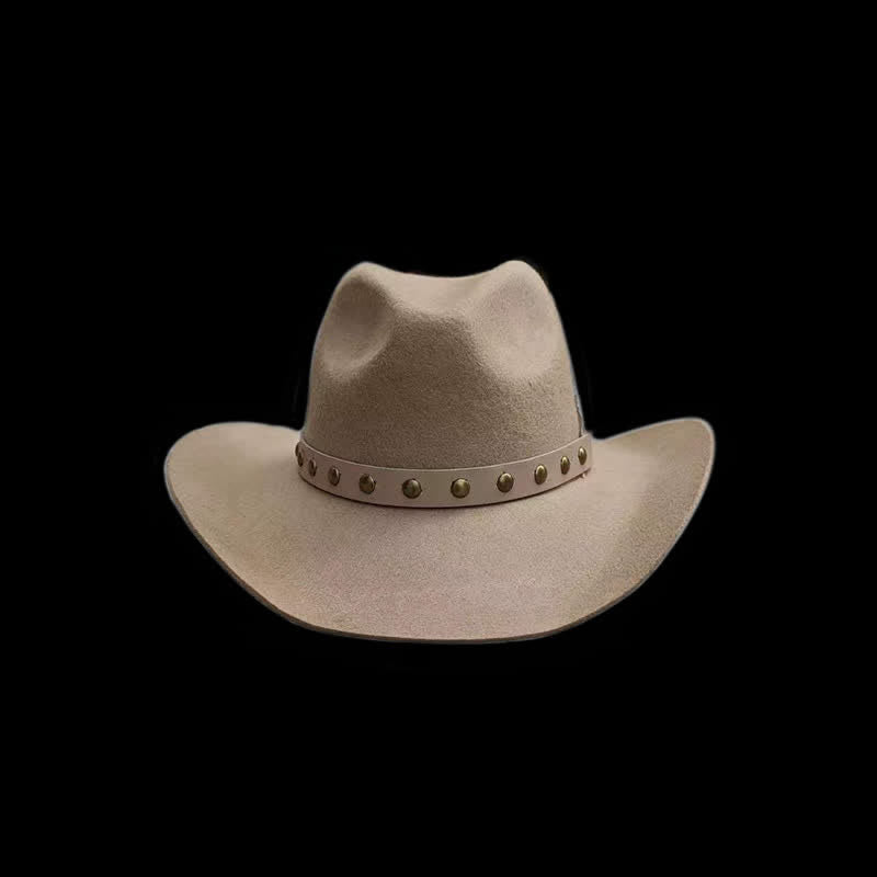Western-Rivets-Studded-Feather-Detailed-Cowboy-Hat - image 2