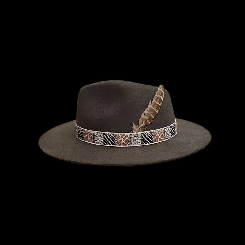 Dunkelgrünes exotisches Designband mit Feder-Cowboyhut - Dunkelgrün - L (23 1/4"-23 5/8") - image 0