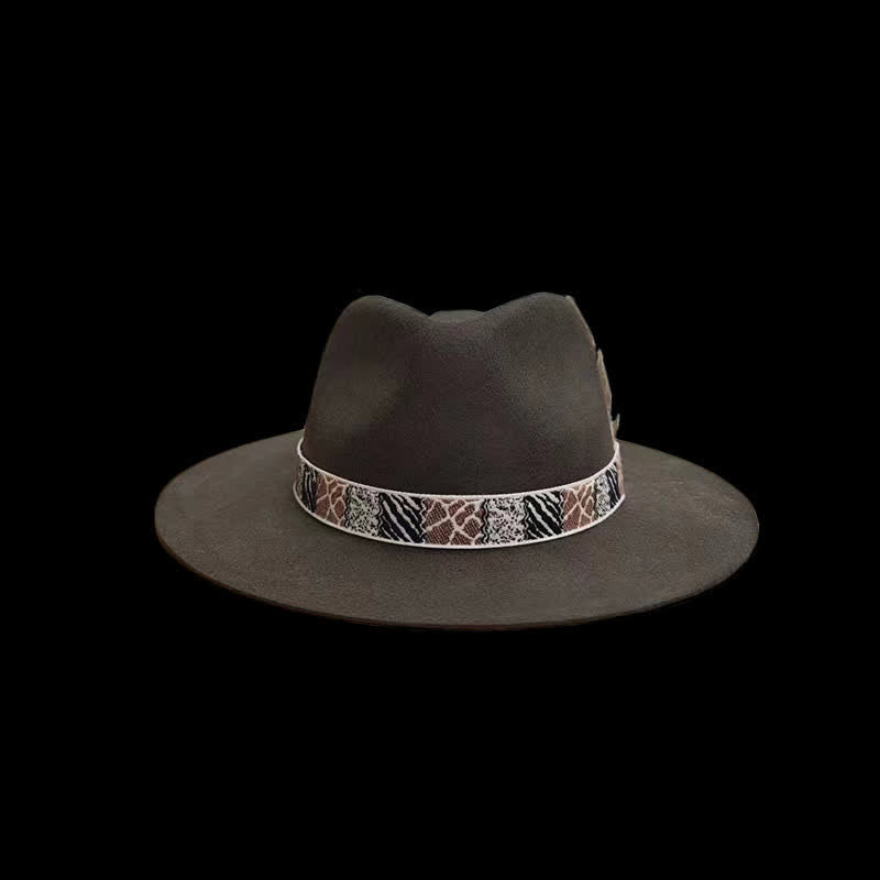 Dunkelgrünes exotisches Designband mit Feder-Cowboyhut - image 1