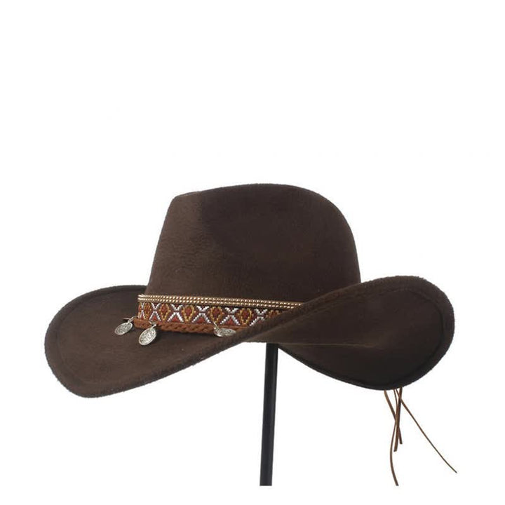 Retro Cowboyhut mit breiter Krempe und geflochtenem Seilband - image 2