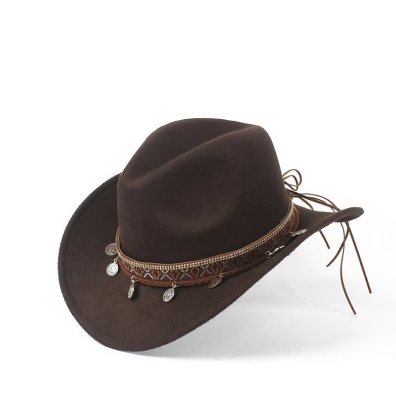 Retro Cowboyhut mit breiter Krempe und geflochtenem Seilband - image 1