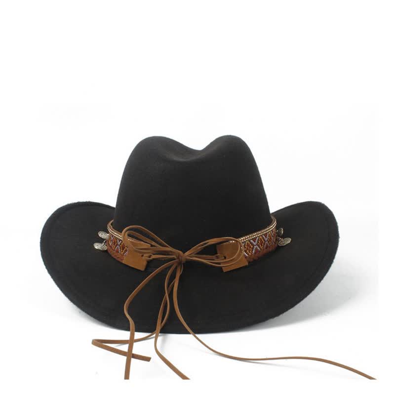 Retro Cowboyhut mit breiter Krempe und geflochtenem Seilband - image 4
