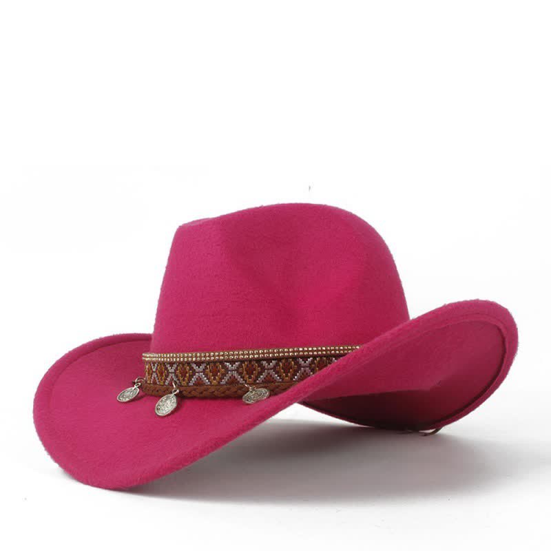 Retro Cowboyhut mit breiter Krempe und geflochtenem Seilband - Helles Pink - M (22"-22 7/8") - image 10