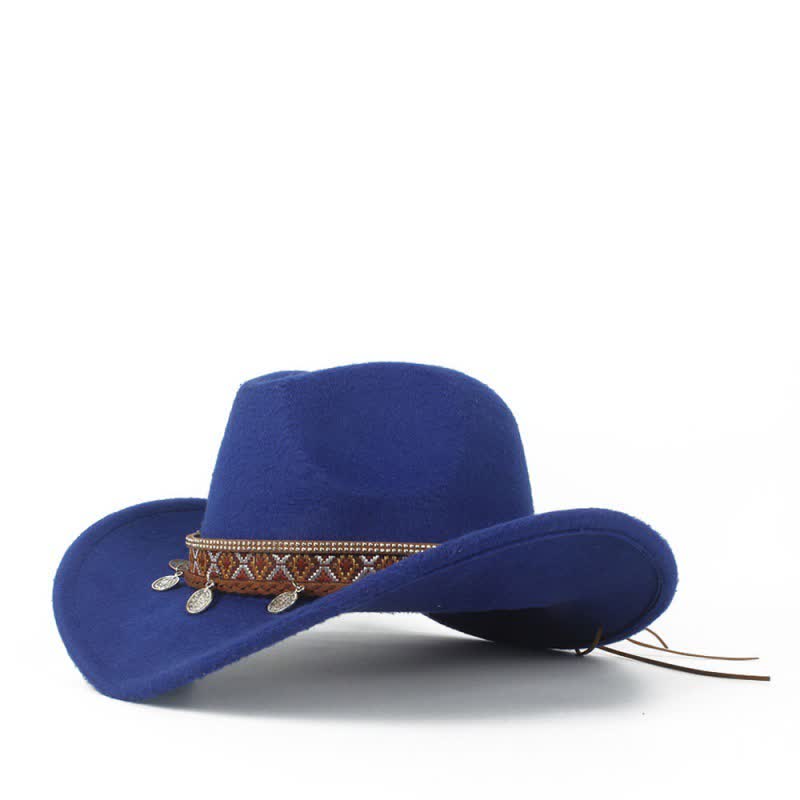 Retro Cowboyhut mit breiter Krempe und geflochtenem Seilband - Königlich - M (22"-22 7/8") - image 12