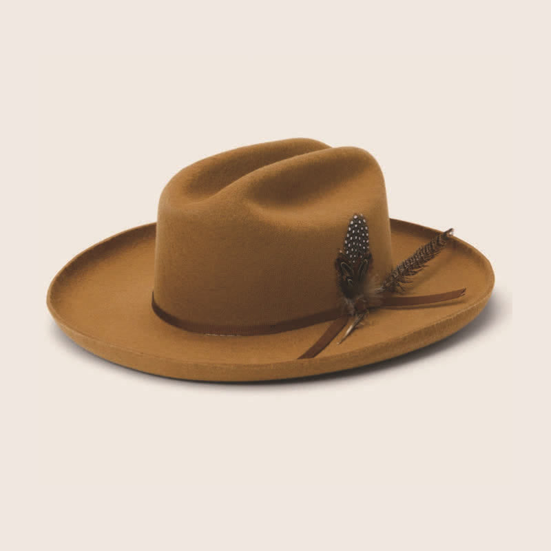 Elegante Karnevals Festival Band Feder Cowboyhut - Dunkelkamel - L (23 1/4"-23 5/8") - image 0