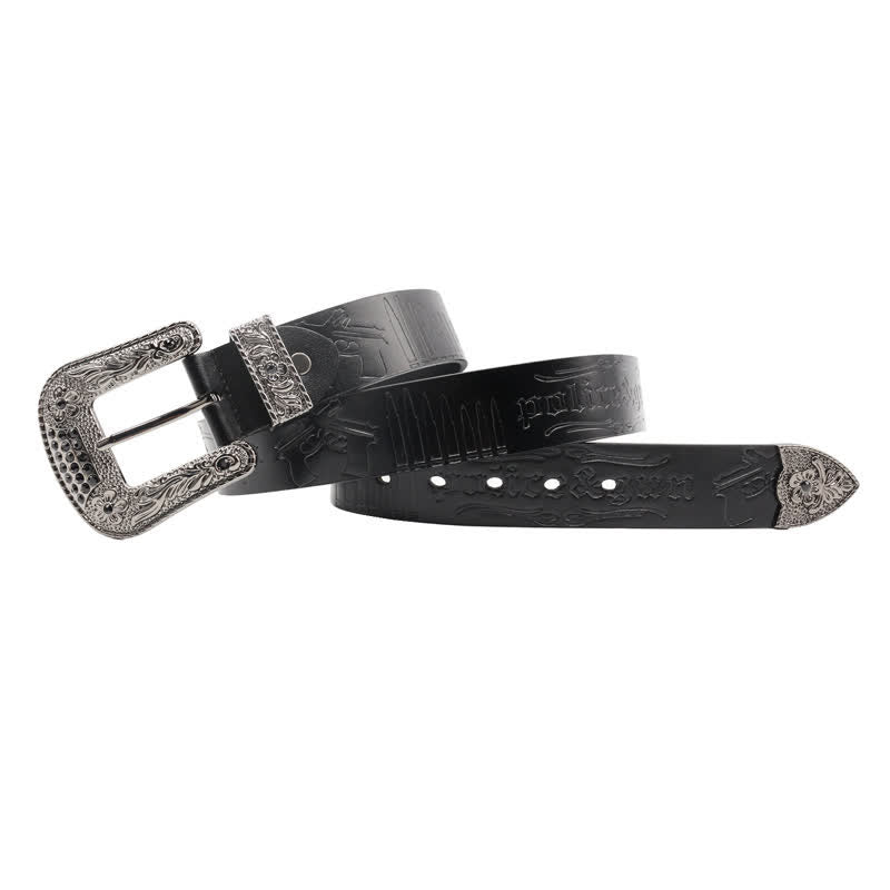 Rhinestones Buckle Gun Bullet Embossment Leder Gürtel