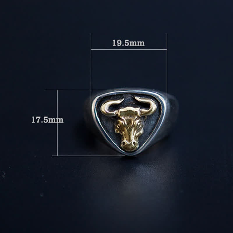 Dominierender Rock-Bullen-Pferde-Totem-Ring für Herren mit verstellbarem Öffnungswinkel