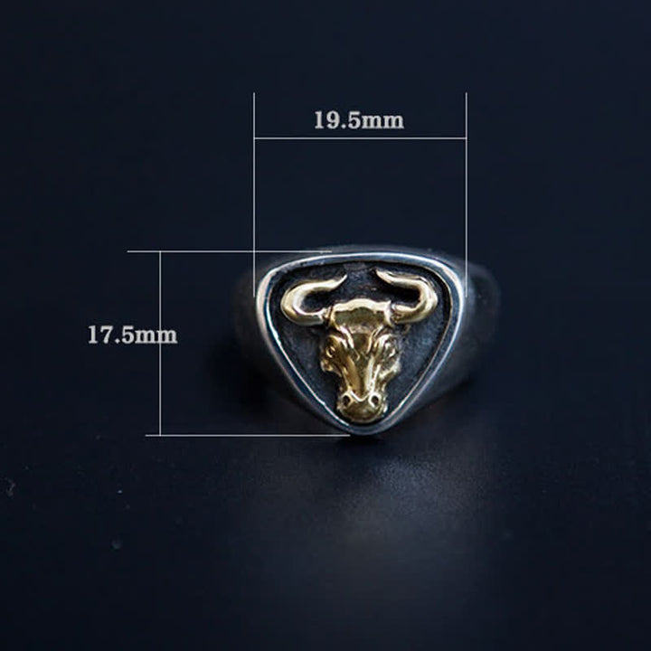 Dominierender Rock-Bullen-Pferde-Totem-Ring für Herren mit verstellbarem Öffnungswinkel