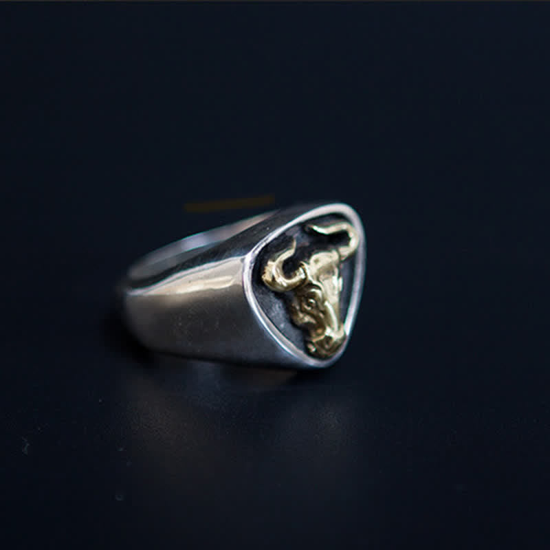 Dominierender Rock-Bullen-Pferde-Totem-Ring für Herren mit verstellbarem Öffnungswinkel - image 7