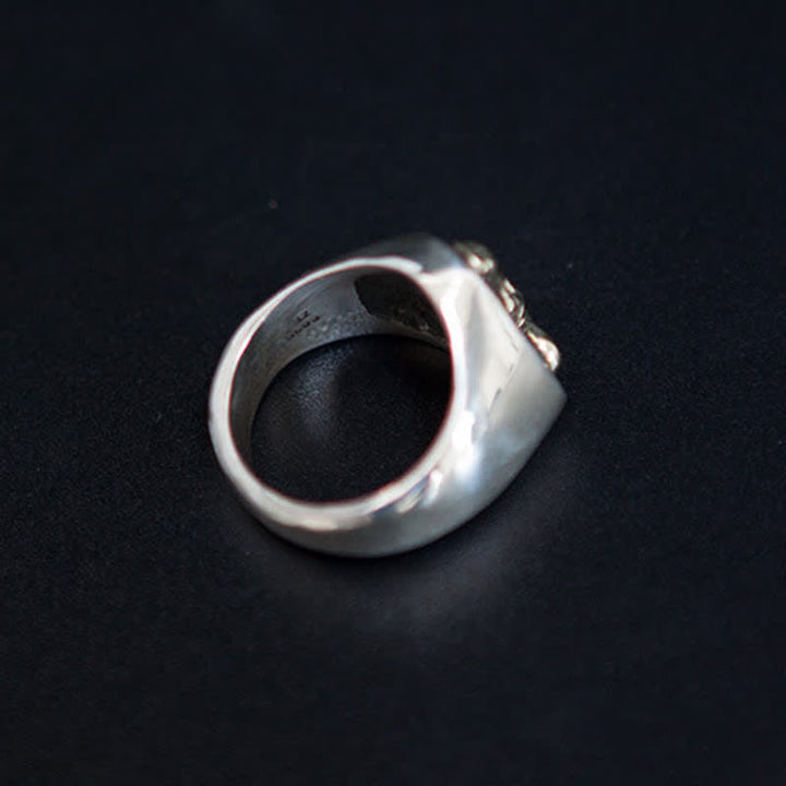 Dominierender Rock-Bullen-Pferde-Totem-Ring für Herren mit verstellbarem Öffnungswinkel