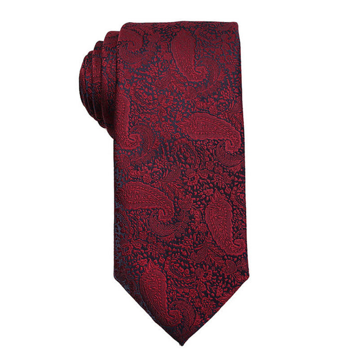 Herrengarnitur Dunkelrote Paisley-Serie Abendschmuck Accessoires Krawatte