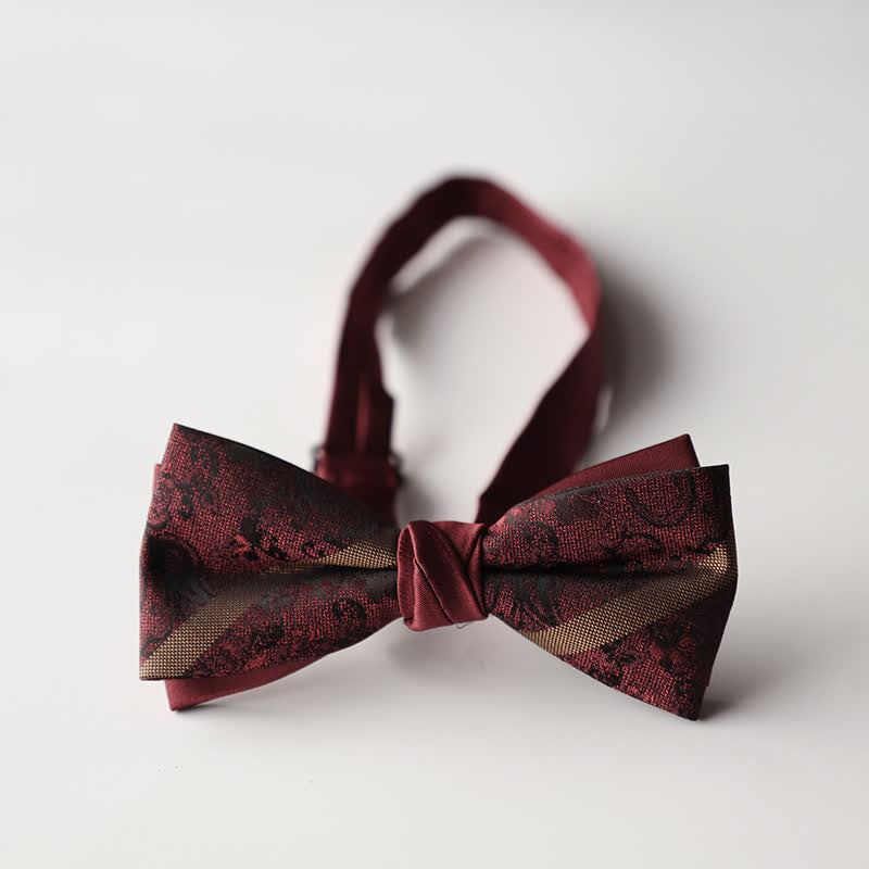 Herren Blumen gestreifte Jacquard gewebte Doppelschicht-Fliege