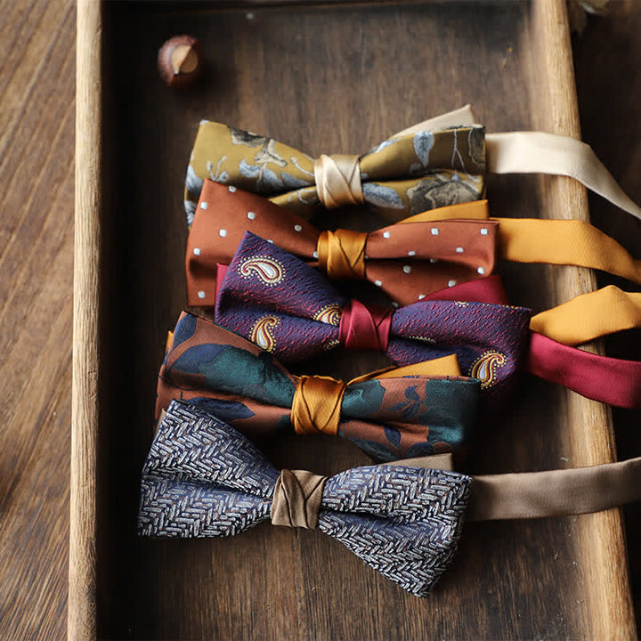 Herren Blumen gestreifte Jacquard gewebte Doppelschicht-Fliege