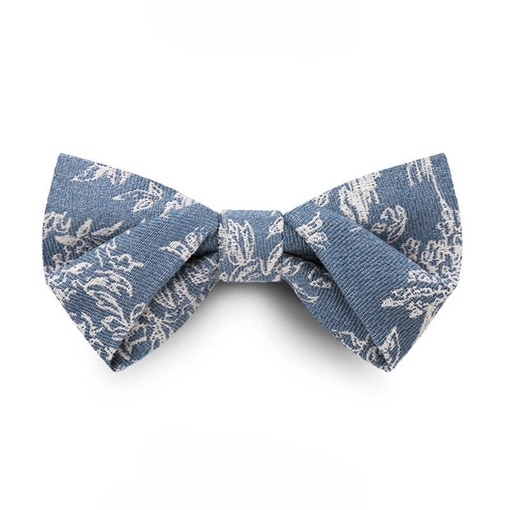 Men's Blue Series Blumen-Fischgrätmuster Denim Fliege