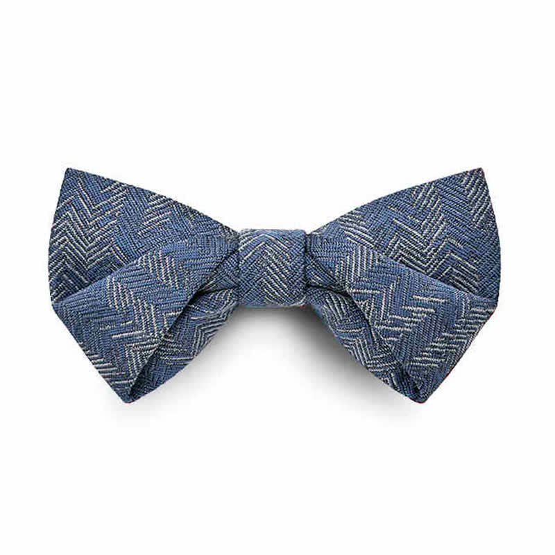 Men's Blue Series Blumen-Fischgrätmuster Denim Fliege