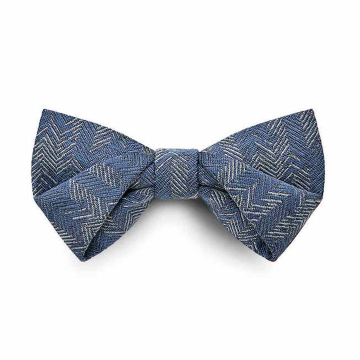 Men's Blue Series Blumen-Fischgrätmuster Denim Fliege