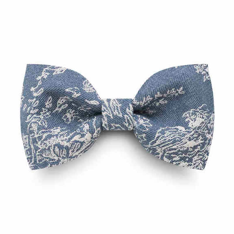 Men's Blue Series Blumen-Fischgrätmuster Denim Fliege