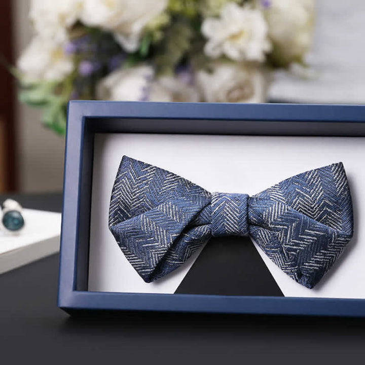 Men's Blue Series Blumen-Fischgrätmuster Denim Fliege