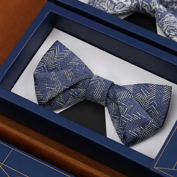 Men's Blue Series Blumen-Fischgrätmuster Denim Fliege