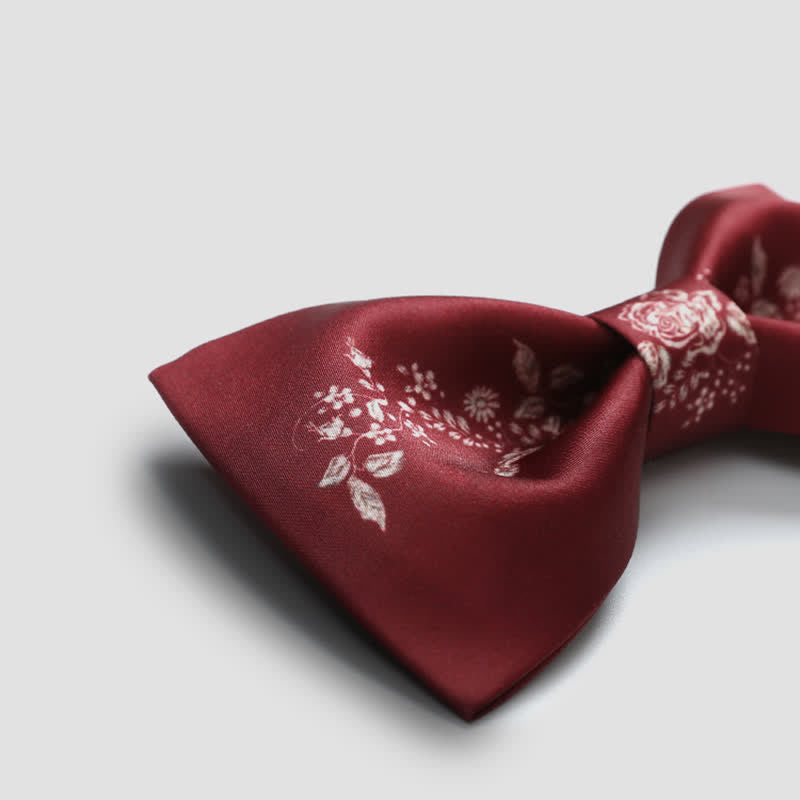 Elegante Herren-Fliege mit Blumen- und Pflanzendruck für Hochzeiten