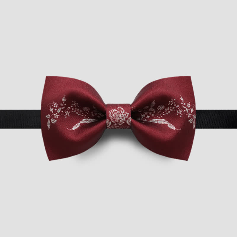 Elegante Herren-Fliege mit Blumen- und Pflanzendruck für Hochzeiten