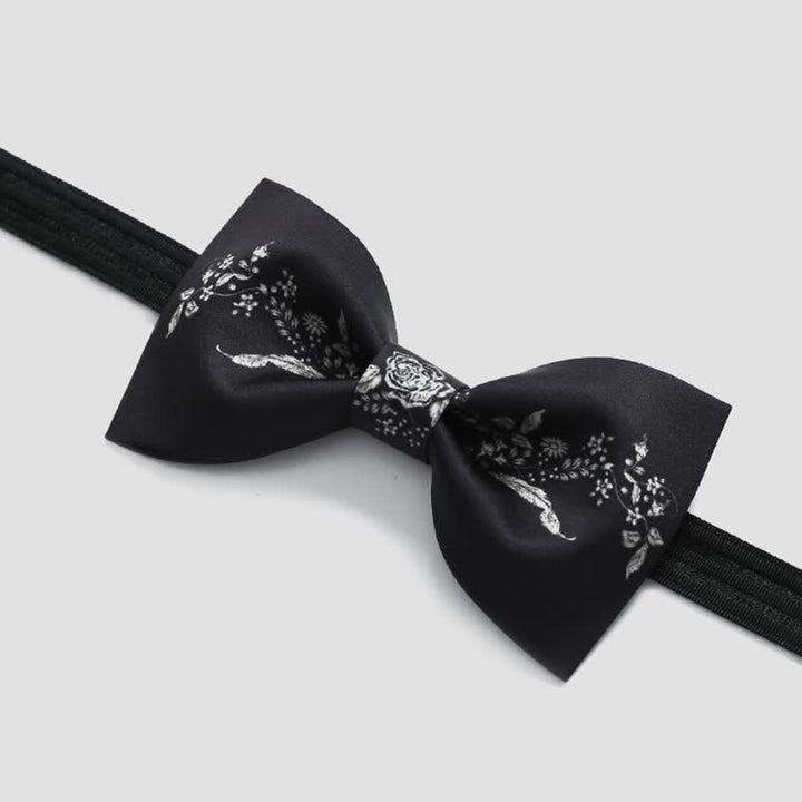 Elegante Herren-Fliege mit Blumen- und Pflanzendruck für Hochzeiten