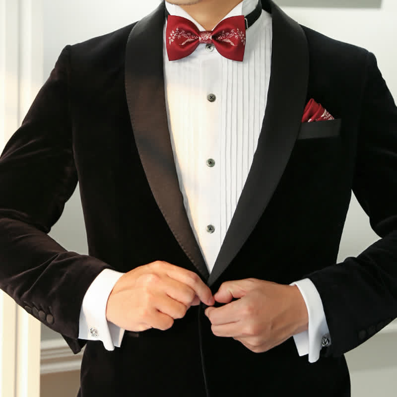 Elegante Herren-Fliege mit Blumen- und Pflanzendruck für Hochzeiten