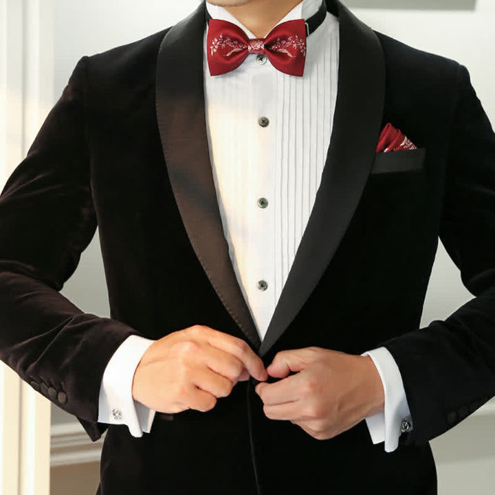 Elegante Herren-Fliege mit Blumen- und Pflanzendruck für Hochzeiten