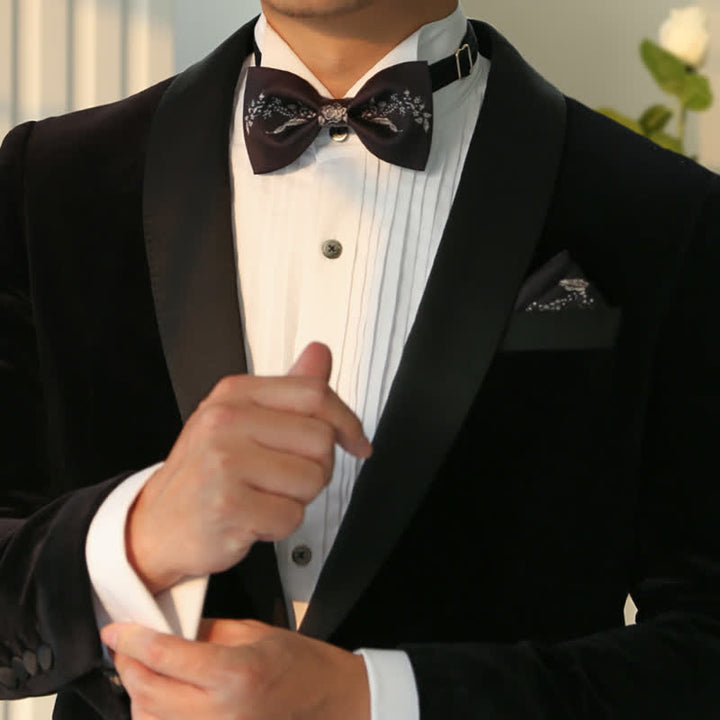 Elegante Herren-Fliege mit Blumen- und Pflanzendruck für Hochzeiten