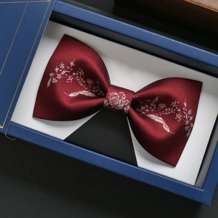 Elegante Herren-Fliege mit Blumen- und Pflanzendruck für Hochzeiten