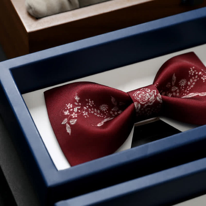 Elegante Herren-Fliege mit Blumen- und Pflanzendruck für Hochzeiten