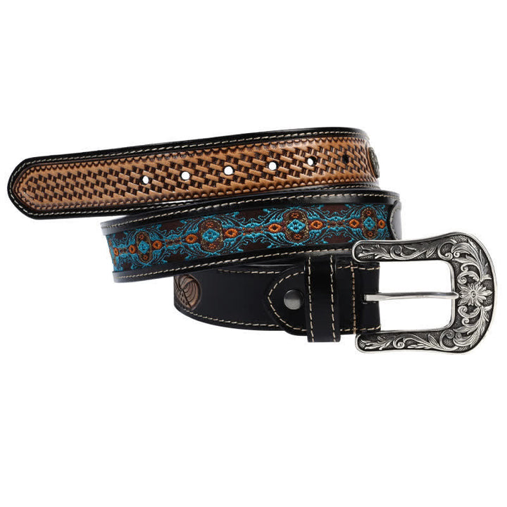 Native Style Retro Flechtmuster Leder Gürtel