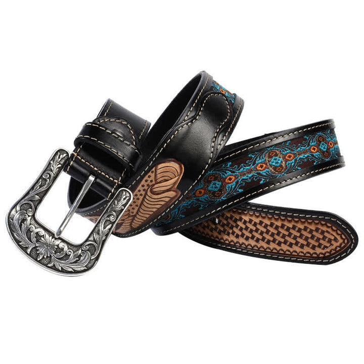 Native Style Retro Flechtmuster Leder Gürtel
