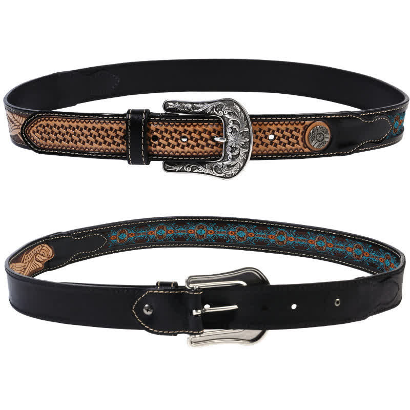 Native Style Retro Flechtmuster Leder Gürtel