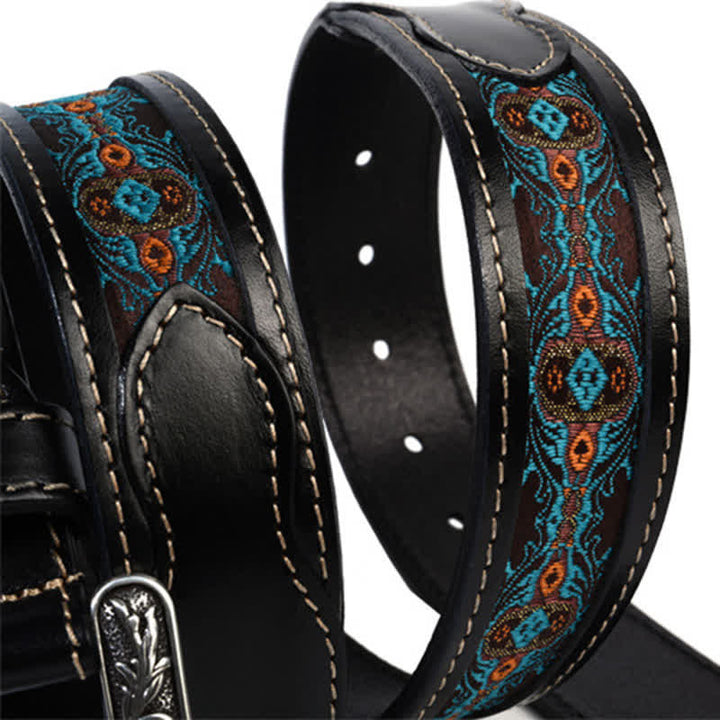 Native Style Retro Flechtmuster Leder Gürtel