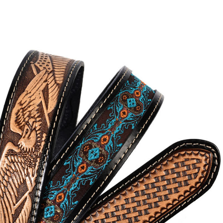 Native Style Retro Flechtmuster Leder Gürtel