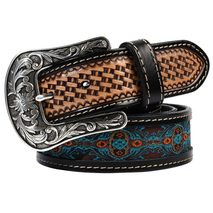Native Style Retro Flechtmuster Leder Gürtel