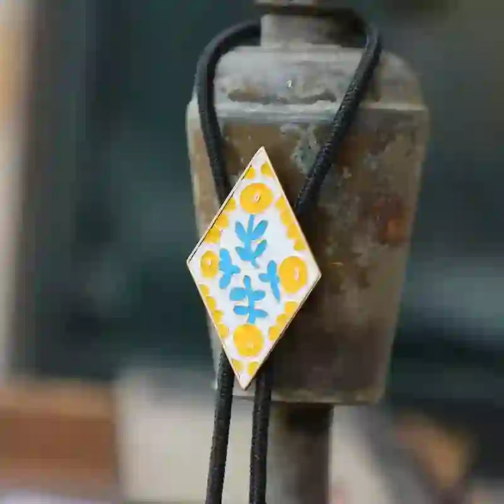 Bunte kleine Blume Retro Rhombus Bolo Krawatte