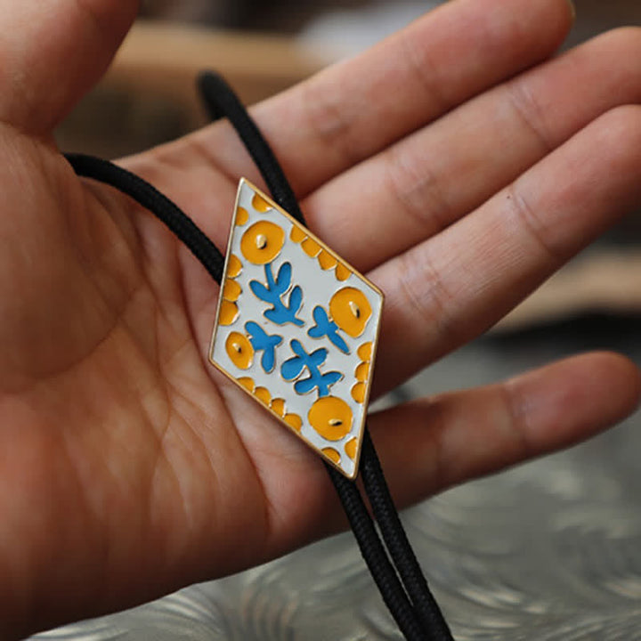 Bunte kleine Blume Retro Rhombus Bolo Krawatte