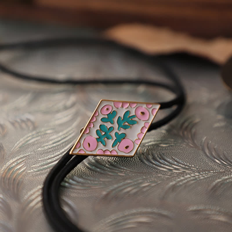 Bunte kleine Blume Retro Rhombus Bolo Krawatte