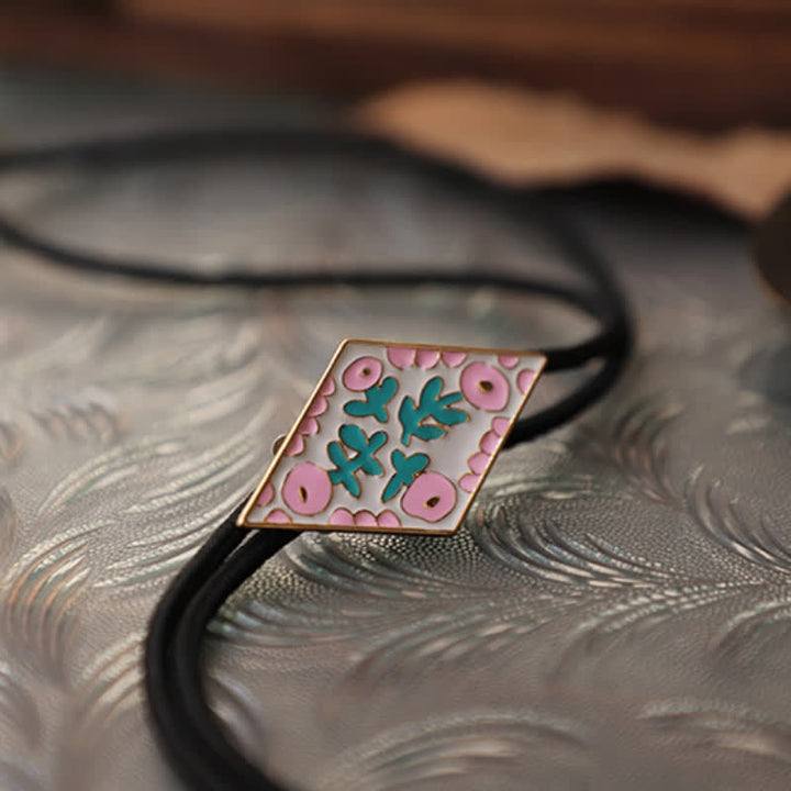 Bunte kleine Blume Retro Rhombus Bolo Krawatte