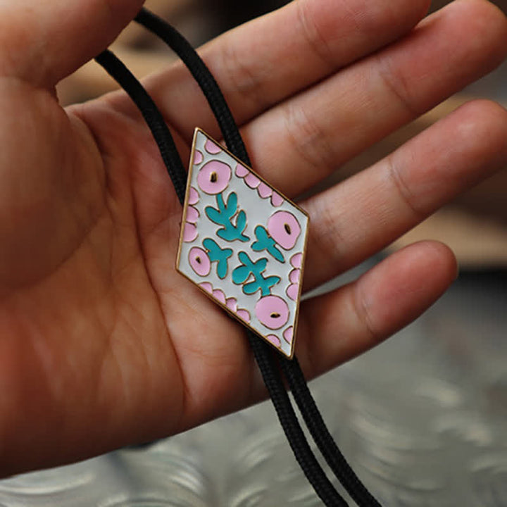 Bunte kleine Blume Retro Rhombus Bolo Krawatte
