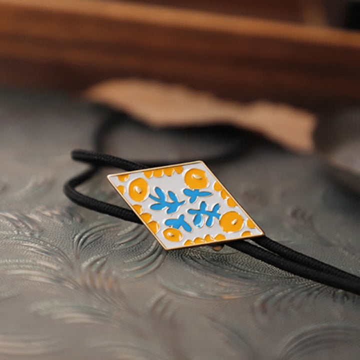 Bunte kleine Blume Retro Rhombus Bolo Krawatte