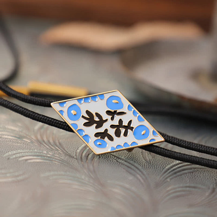Bunte kleine Blume Retro Rhombus Bolo Krawatte