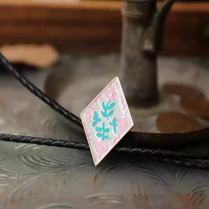 Bunte kleine Blume Retro Rhombus Bolo Krawatte
