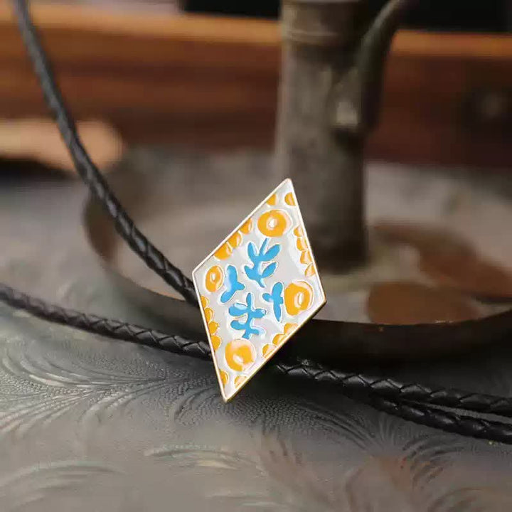 Bunte kleine Blume Retro Rhombus Bolo Krawatte