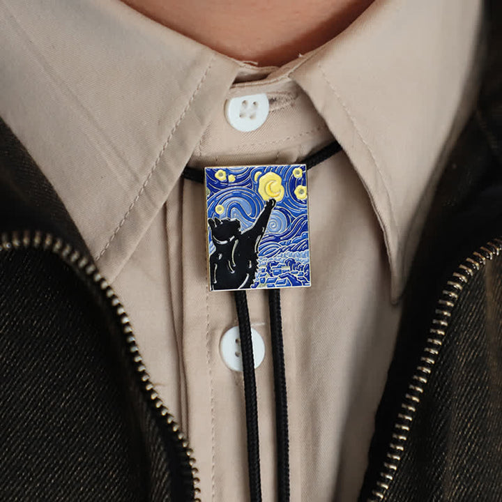 Starry Night Cat farbiger emaillierter Bolotie