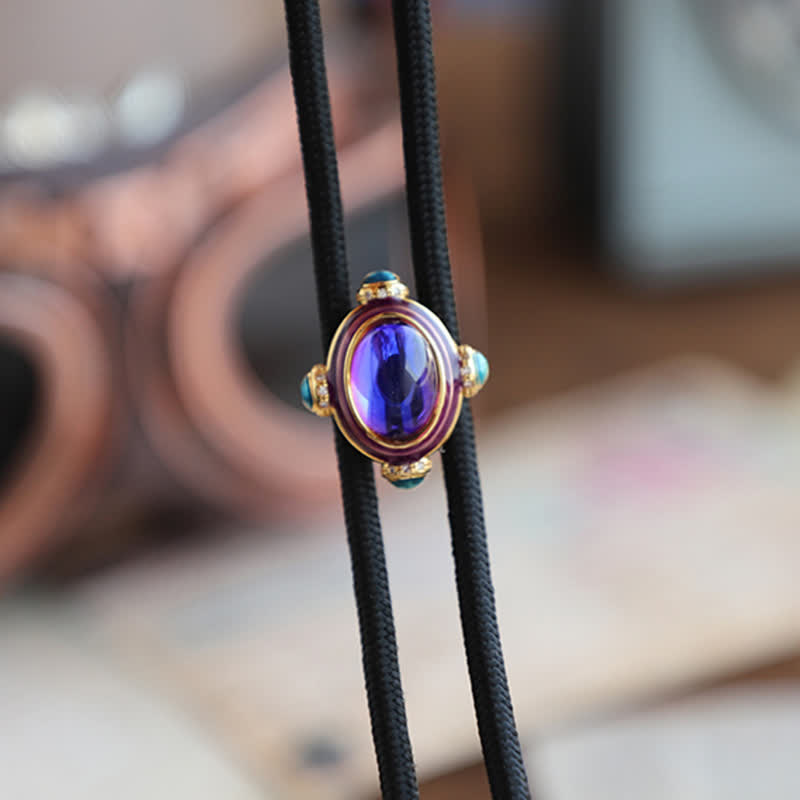 Kleine Vintage Blau Lila Edelstein Bolo Krawatte