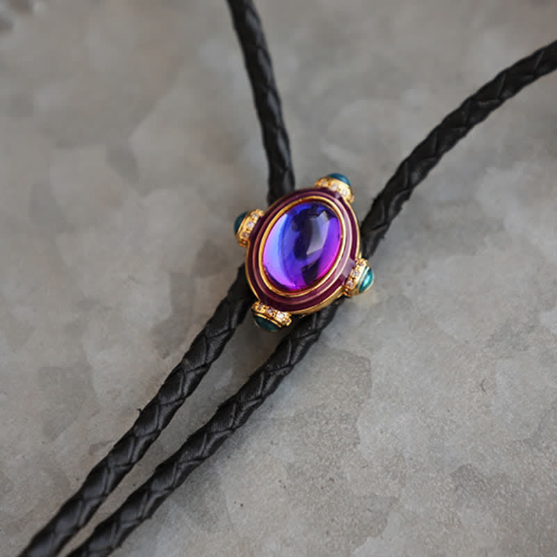 Kleine Vintage Blau Lila Edelstein Bolo Krawatte